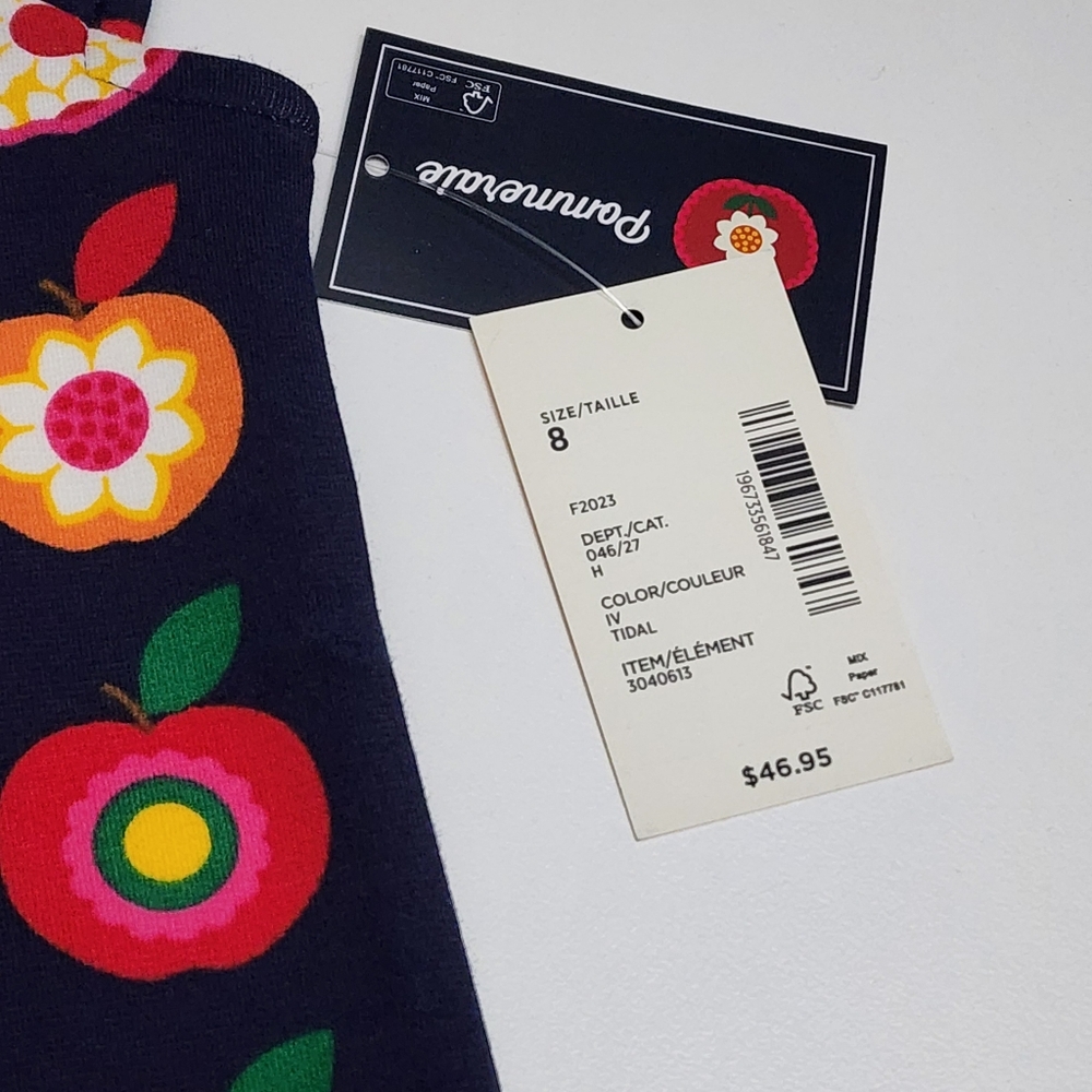 Gymboree Girl Apple Orchard Printed Peplum Bright Colorful Fall Dress Size 8 NEW - Picture 4 of 6